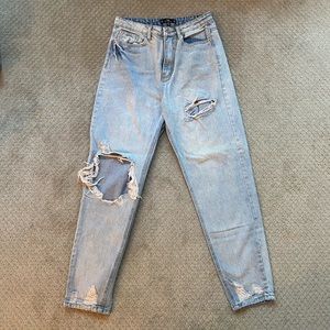 Missguided light wash high waisted mom jeans
